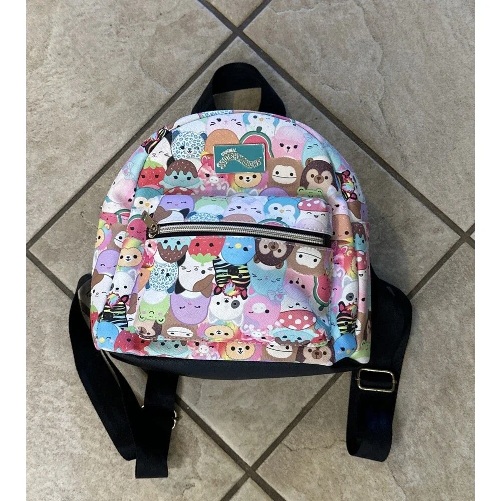Squishmallows Mini Backpack All Over Print Metal Logo Plate NWOT Kellytoy